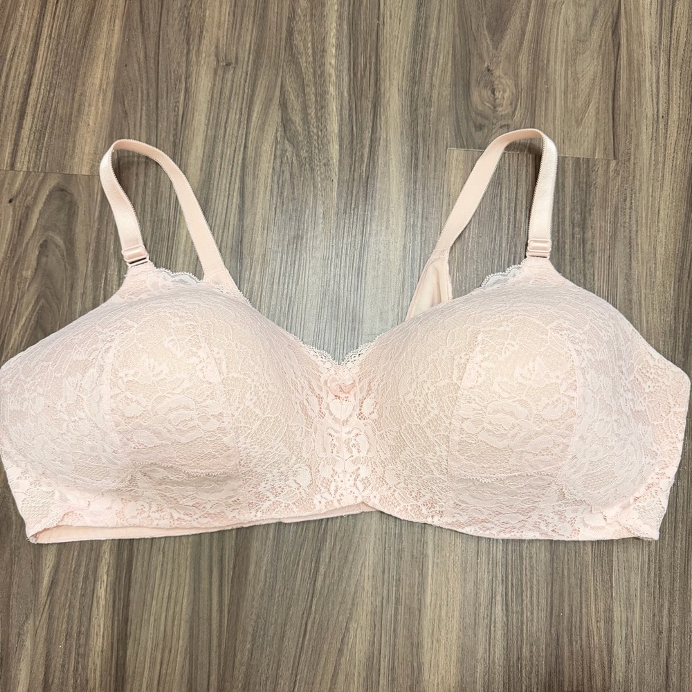 TORRID curve Wire Free Push-Up Plunge Bra 48DDD Pink Lace 48F